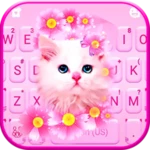 pink flowers kitten theme android application logo